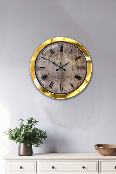 Kasva Concept Δώρο 36 εκ. Χρυσό Μεταλλικό Επιτοίχιο Ρολόι