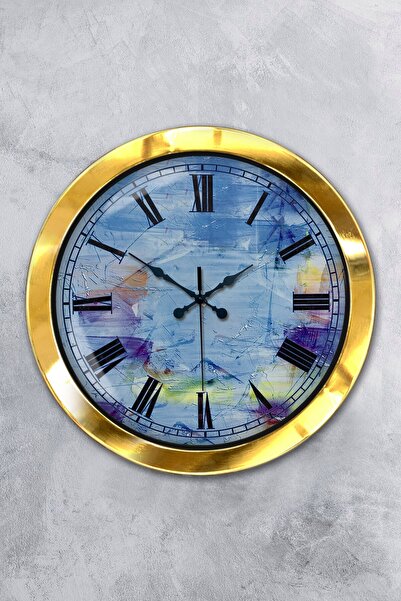 Platin Saat هدية ساعة حائط حديثة معدنية ذهبية مقاس 36 سم