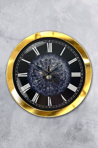 Kasva Concept Gift 36 cm Gold Metal Feather Wall Clock