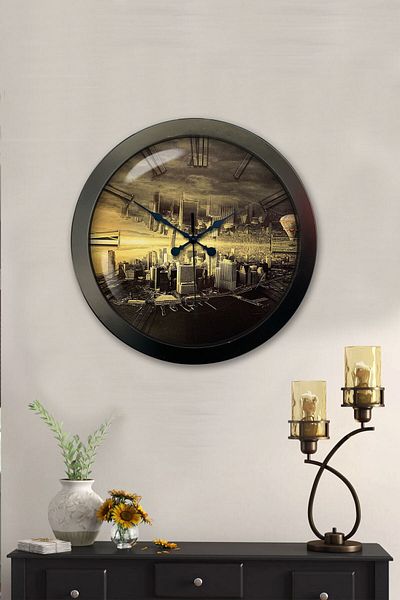 Kasva Concept Gift 36 cm Black Metal New York Wall Clock