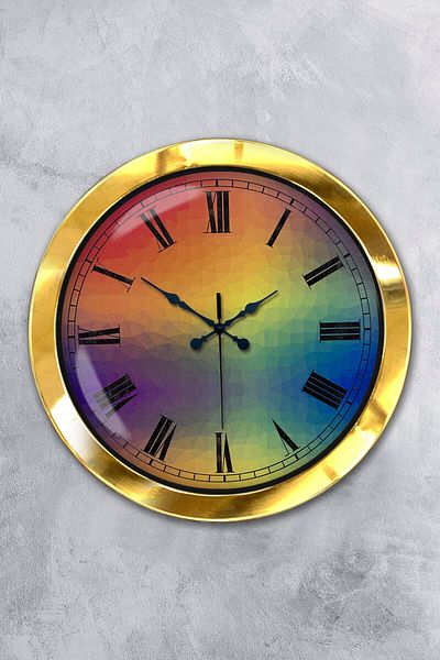 Kasva Concept Gift 36 cm Gold Metal Color World Wall Clock