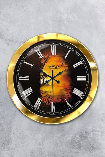 Platin Saat هدية ساعة حائط معدنية ذهبية مقاس 36 سم