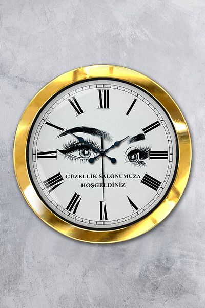 Kasva Concept Gift 36 cm Gold Metal Beauty Salon Wall Clock