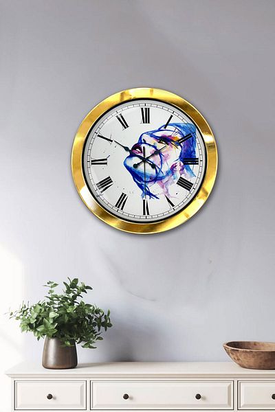 Kasva Concept 36 Cm Gold Metal Modern Art Wall Clock