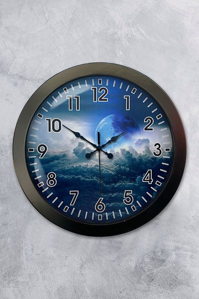 Kasva Concept Gift 36 cm Black Metal Wall Clock Above the Clouds