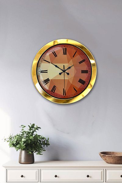 Kasva Concept Gift 36 cm Gold Metal Patterned Wall Clock