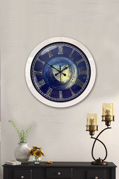 Kasva Concept 36 cm White Metal Stone Heart Wall Clock