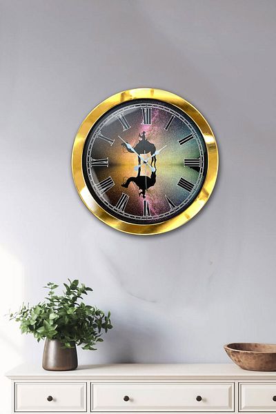 Kasva Concept Gift 36 cm Gold Metal Antique Wall Clock