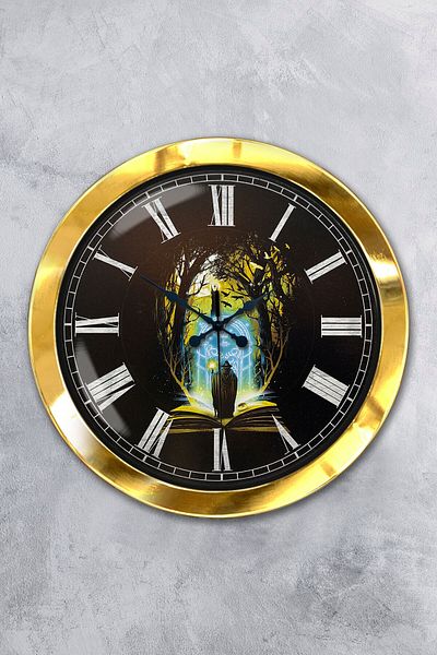 Kasva Concept Gift 36 cm Gold Metal Book - Human Wall Clock