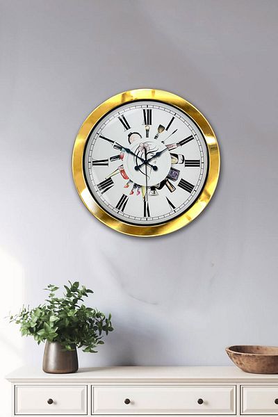 Kasva Concept 36 cm Gold Metal Beauty Salon Wall Clock