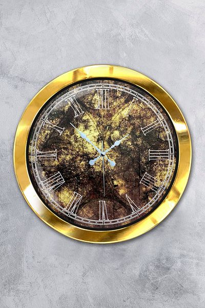 Kasva Concept Gift 36 cm Gold Metal Patterned Wall Clock