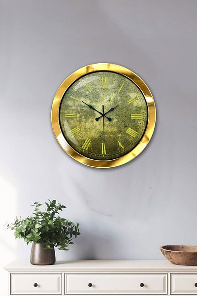 Kasva Concept Gift 36 cm Gold Metal Antique Wall Clock