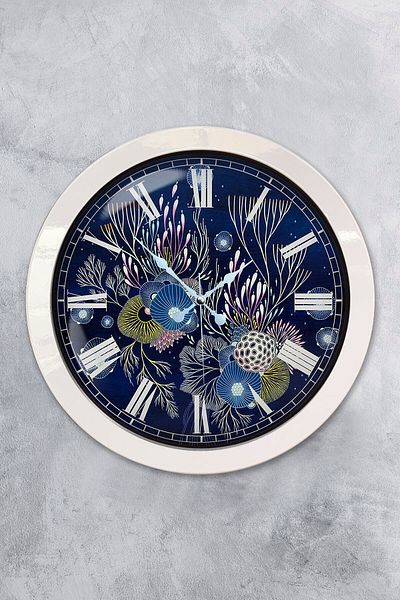 Kasva Concept 36 cm White Metal Blue Water Wall Clock
