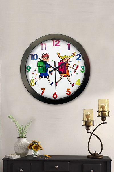 Kasva Concept Gift 36 cm Black Metal Children's Wall Clock