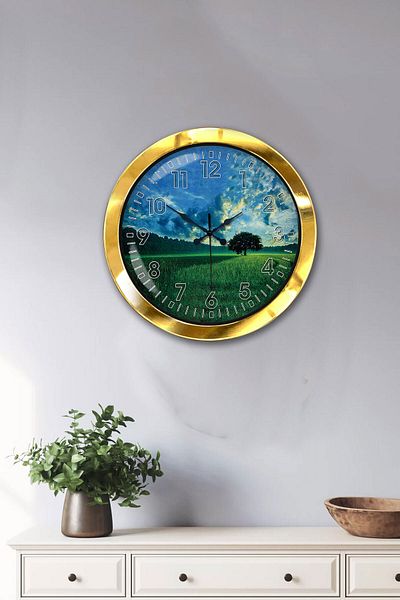Kasva Concept 36 cm Gold Metal Natural Life Wall Clock