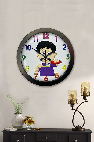 Kasva Concept Gift 36 cm Black Metal Children's Room Wall Clock