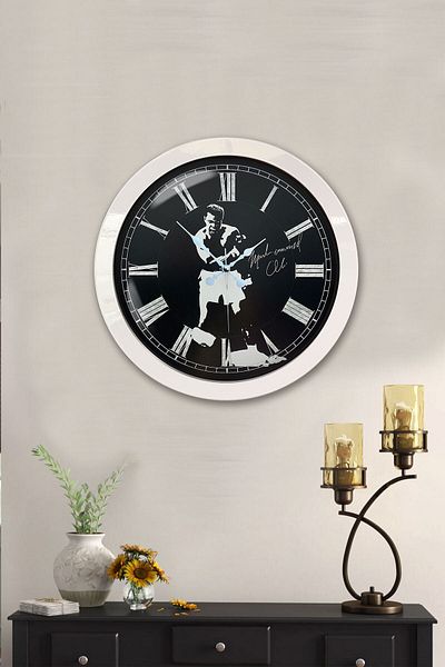 Kasva Concept Gift 36 cm White Metal Muhammad Ali Wall Clock