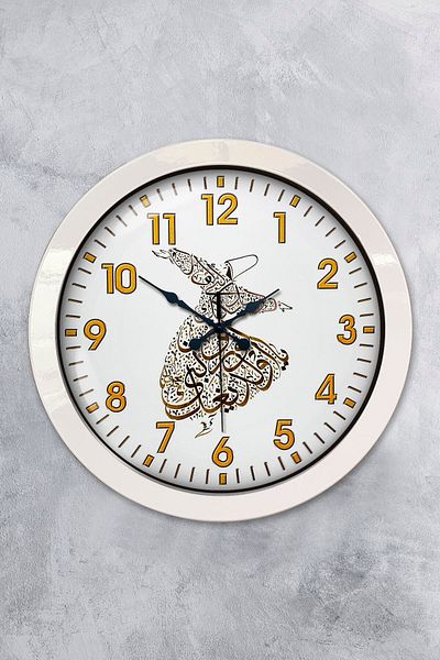 Kasva Concept Gift 36 cm White Metal Mevlana Wall Clock