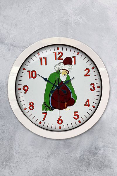 Kasva Concept Gift 36 cm White Metal Mevlana Wall Clock