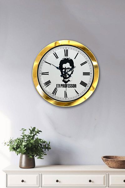 Kasva Concept Cadou 36 Cm Ceas de Perete Profesor Mână Metal Auriu