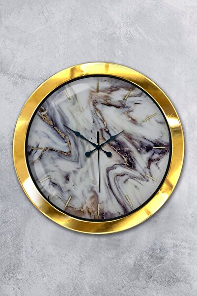 Platin Saat ساعة حائط من الرخام المعدني الذهبي مقاس 36 سم