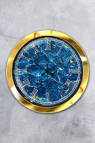 Kasva Concept 36 cm Gold Metal Marble Pattern Wall Clock