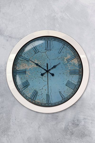 Kasva Concept Gift 36 cm White Metal Blue Wall Clock