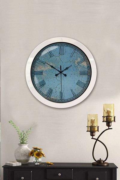 Kasva Concept Gift 36 cm White Metal Blue Wall Clock