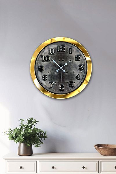 Kasva Concept Gift 36 cm Gold Metal Iron Wall Clock