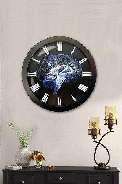 Kasva Concept Gift 36 cm Black Metal Brain Wall Clock