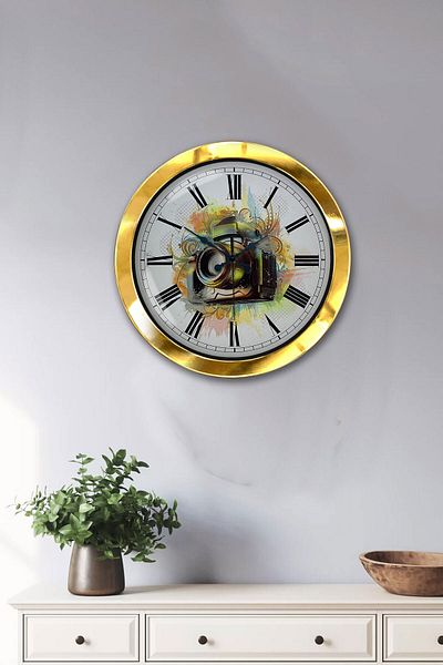 Kasva Concept Gift 36 cm Gold Metal Photo Wall Clock