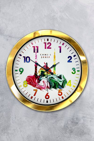Kasva Concept Gift 36 cm Gold Metal Cami Şerif Wall Clock
