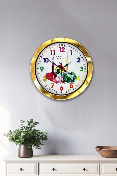 Kasva Concept Gift 36 cm Gold Metal Cami Şerif Wall Clock