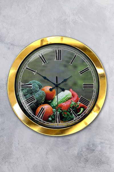 Kasva Concept Gift 36 cm Gold Metal Kitchen Wall Clock
