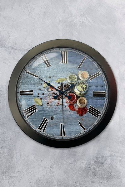 Kasva Concept Gift 36 cm Black Metal Kitchen Wall Clock