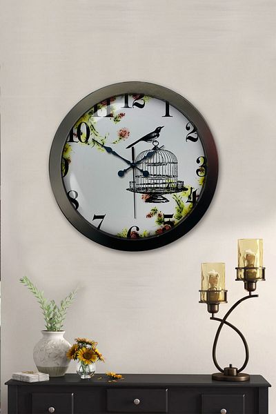 Kasva Concept Gift 36 cm Black Metal Bird Wall Clock