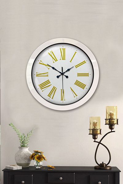 Kasva Concept 36 cm White Metal Roman Numeral Wall Clock