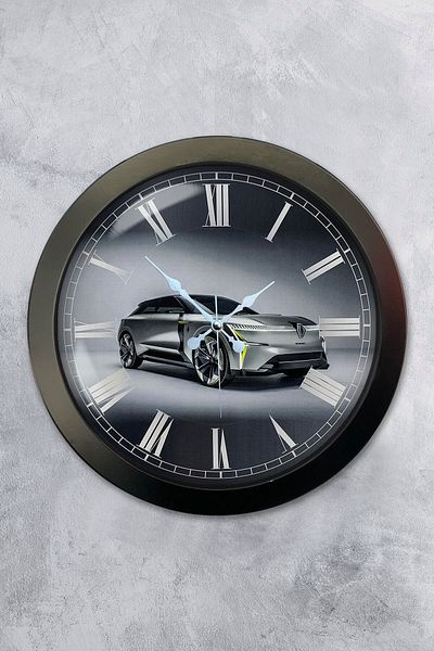 Kasva Concept Gift 36 Cm Black Metal Car Wall Clock