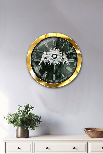 Kasva Concept Δώρο Ρολόι τοίχου με χρυσό μεταλλικό τροχό 36 εκ