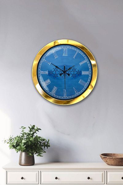 Kasva Concept Gift 36 cm Gold Metal Plane Tree Wall Clock