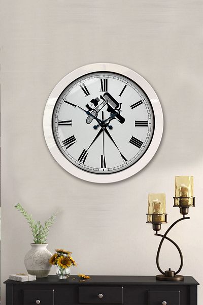 Kasva Concept Gift 36 cm White Metal Hairdresser Wall Clock