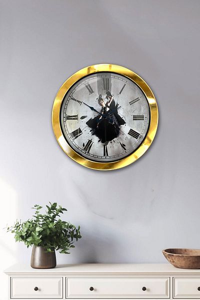 Kasva Concept Gift 36 cm Gold Metal Dance Wall Clock