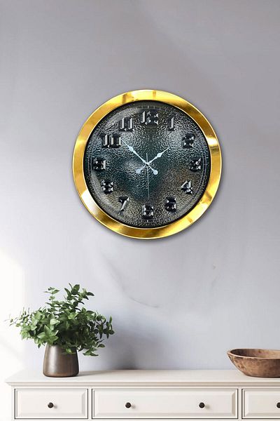 Kasva Concept Gift 36 cm Gold Metal Glass Wall Clock