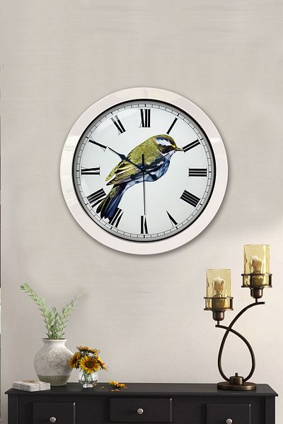 Kasva Concept Cadou 36 Cm Ceas de Perete Pasăre Metal Alb
