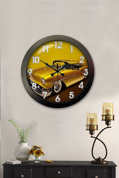 Kasva Concept 36 cm Black Metal Car Gallery Wall Clock