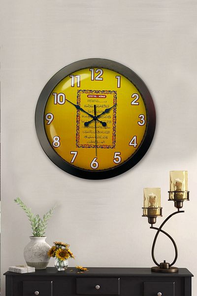 Kasva Concept 36 cm Black Metal Verse-Hand Kursi Wall Clock