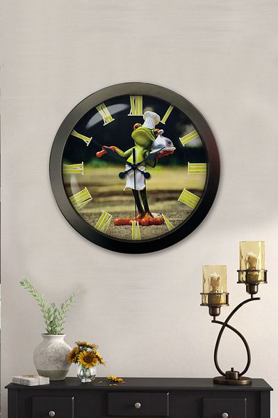 Kasva Concept Gift 36 cm Chrome Metal Mr. Chef Kitchen Wall Clock