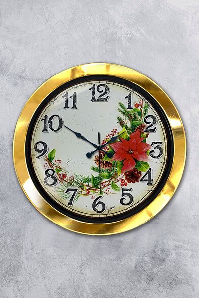 Kasva Concept Gift 36 cm Gold Metal Flower Wall Clock