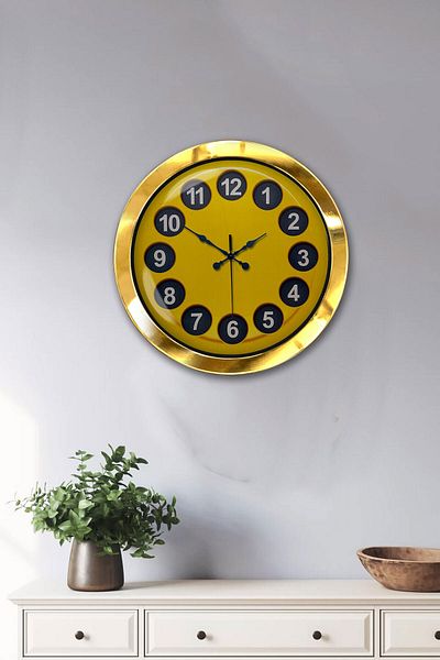 Kasva Concept Gift 36 cm Gold Metal Vintage Telephone Wall Clock