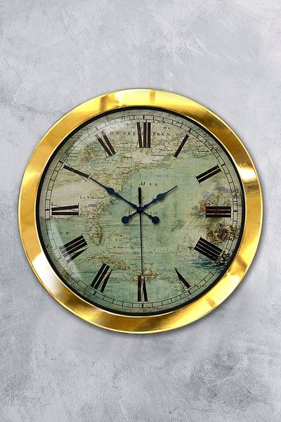 Kasva Concept Gift 36 cm Gold Metal Antique Wall Clock